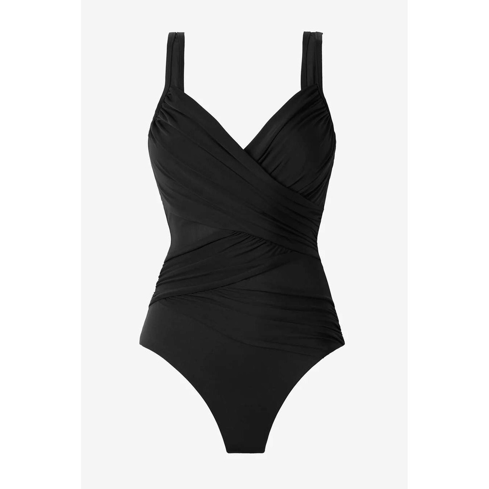 Miraclesuit Madero One Piece Swimsuit Black Mesh Slimming Underwire Size 10